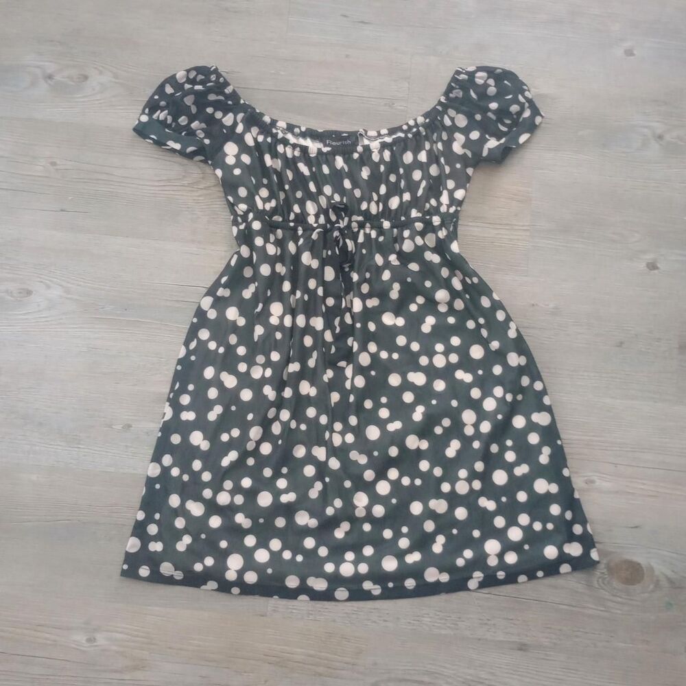 Y2K Black White Polka Dot Babydoll Gothic Dress